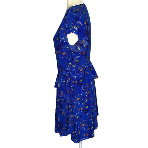 Tanya Taylor Blue Silk Wrap Dress Ruffle Hem Madelena Size 8 - Picture 6 of 8